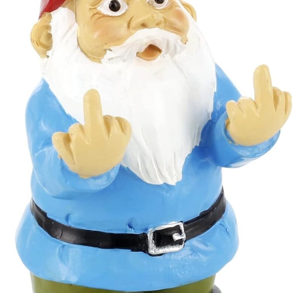 Mini Gnomes - Middle Finger Gnome 3.5in, Double Bird Gnome - Naughty Garden Gnom